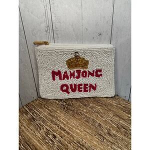 Beaded Coin Purse White Gold Crown Wallet Travel Pouch Womens Accessories NEW!